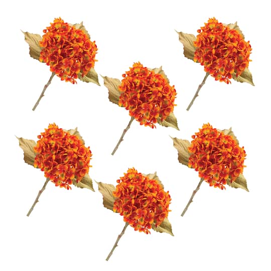 Orange Fall Hydrangea Flower Stems, 6ct.